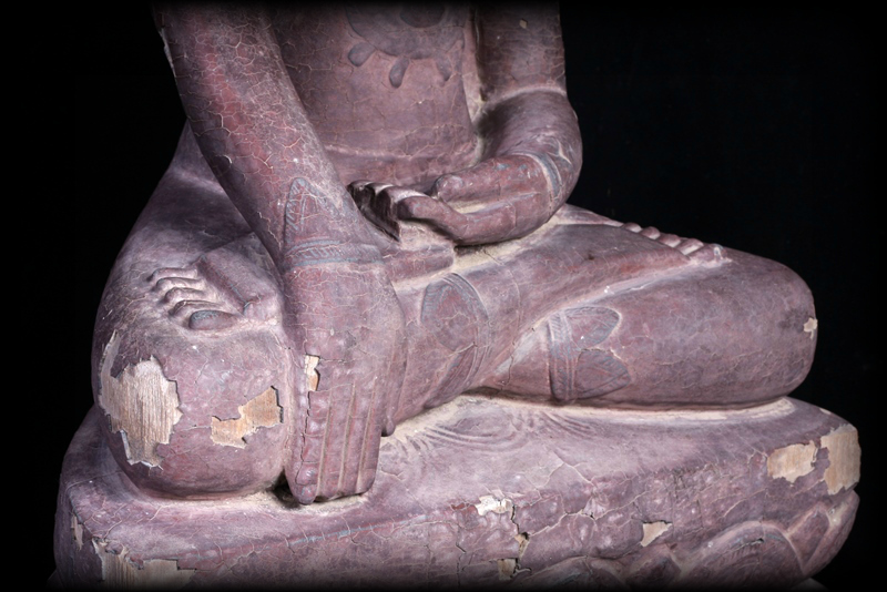 Extremely Rare 18C Wood Ava Burma Buddha #CA1075
